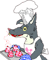 Wolf with cakes